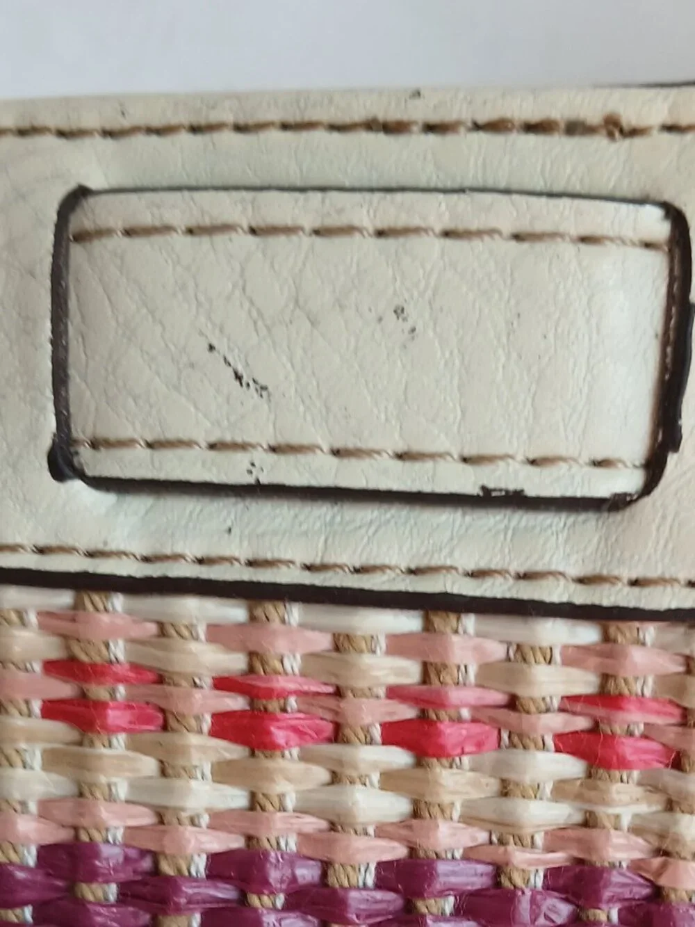 Vintage 90's Woven MulticolorJute & Ivory Trim 3 Section Interior Baguette Bag