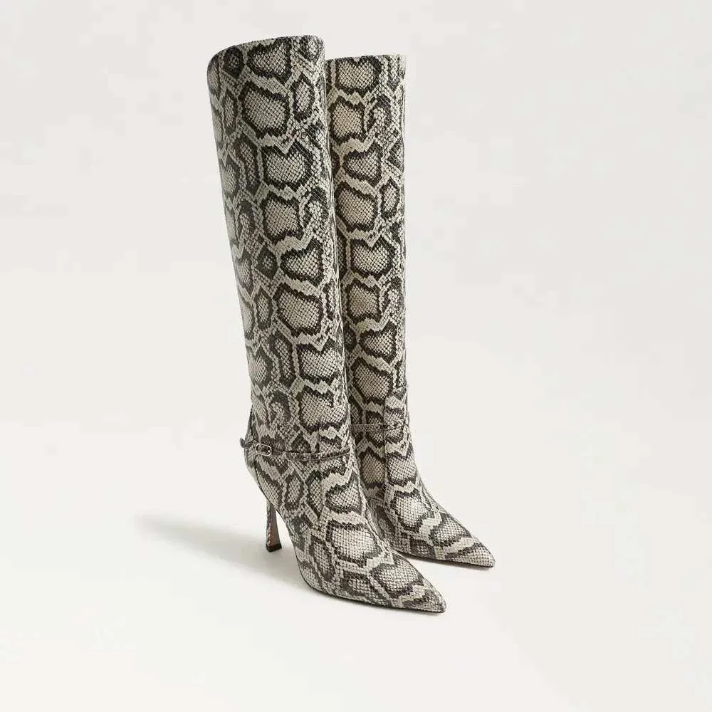 NWT Sam Edelman Elia Snake Print Knee‎ High Stiletto Heel Boots Women US 5.5