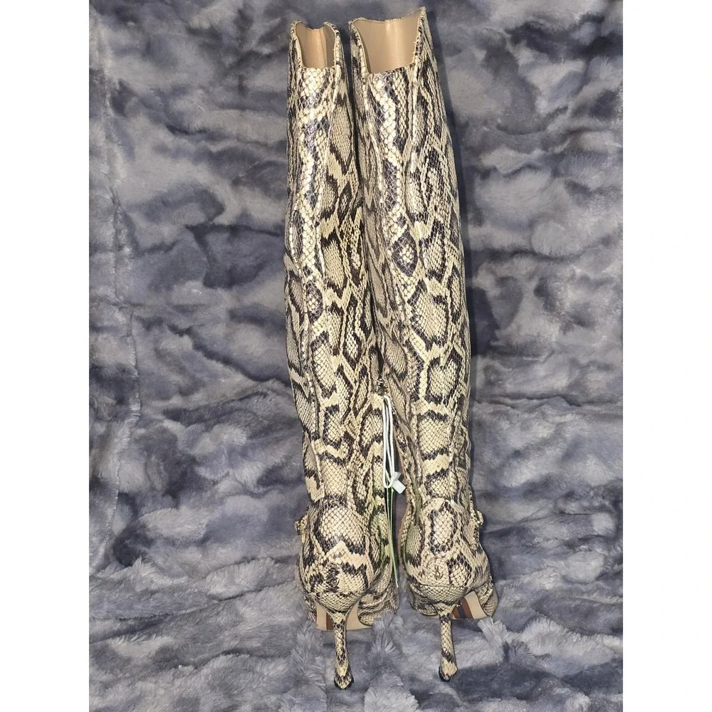 NWT Sam Edelman Elia Snake Print Knee‎ High Stiletto Heel Boots Women US 5.5