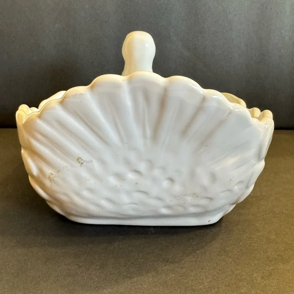Williams Sonoma White Ceramic Turkey Bowl Dish Boat Thanksgiving Serveware Decor