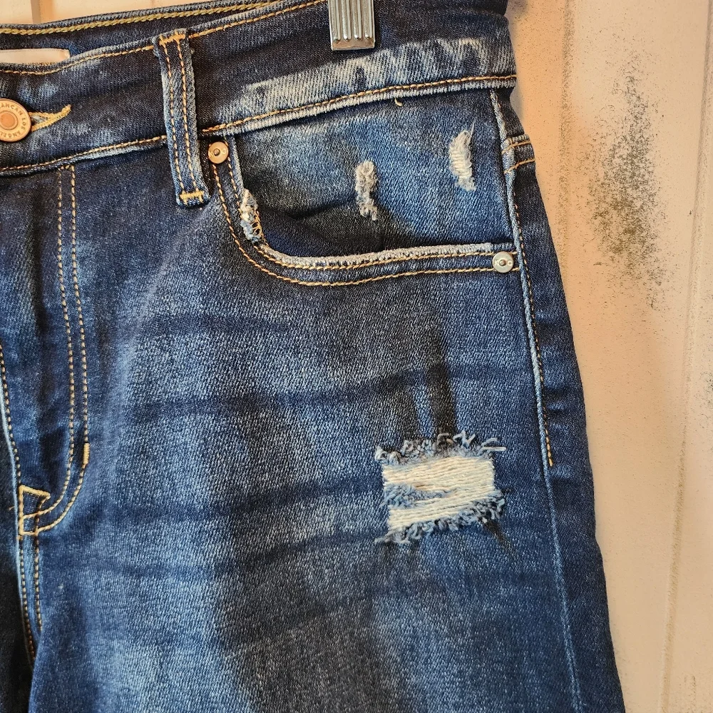 Kancan Classic Distressed Denim Shorts - Blue