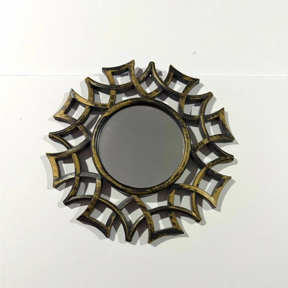Bronze Sunburst Wall Mirror Set - Decorative Home Wall Decor