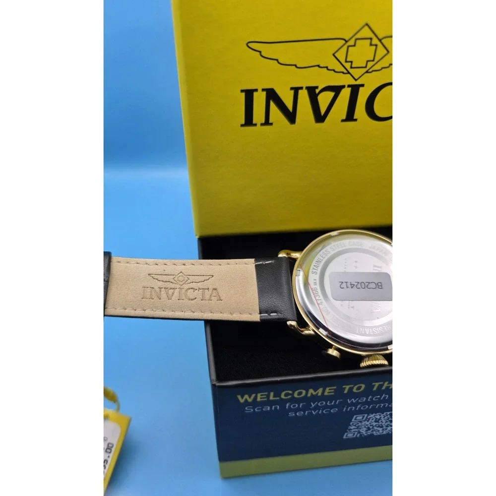 NEW Invicta Speedway Men's Watch - 44mm, Black Leather Band (47366) #0339