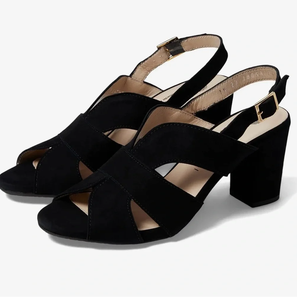 NWOT Eric Michael Women’s Portugal Lark Black Leather Heels Size‎ EU 42 (11-12)