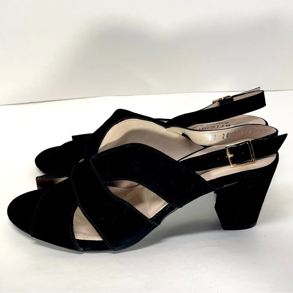 NWOT Eric Michael Women’s Portugal Lark Black Leather Heels Size‎ EU 42 (11-12)