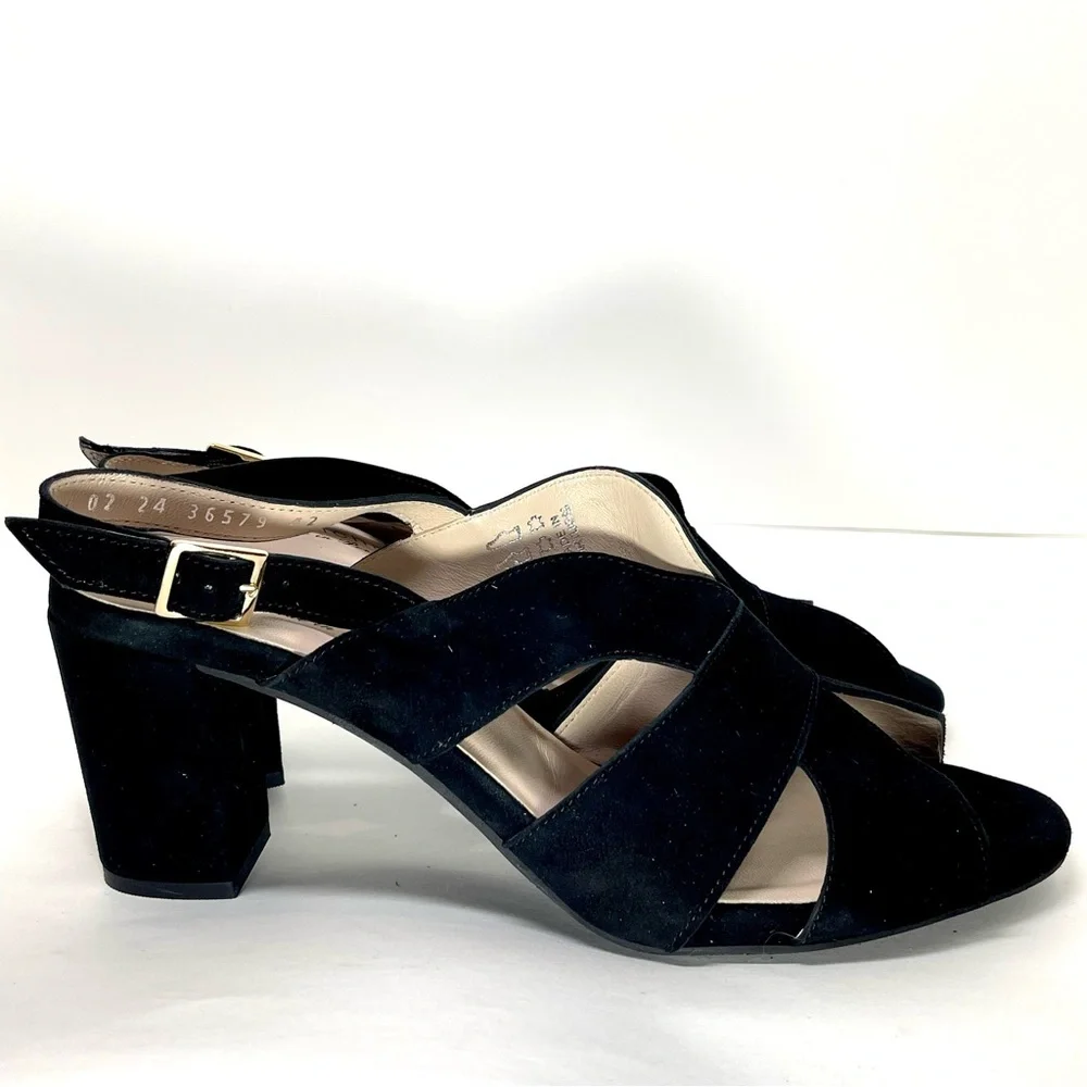 NWOT Eric Michael Women’s Portugal Lark Black Leather Heels Size‎ EU 42 (11-12)