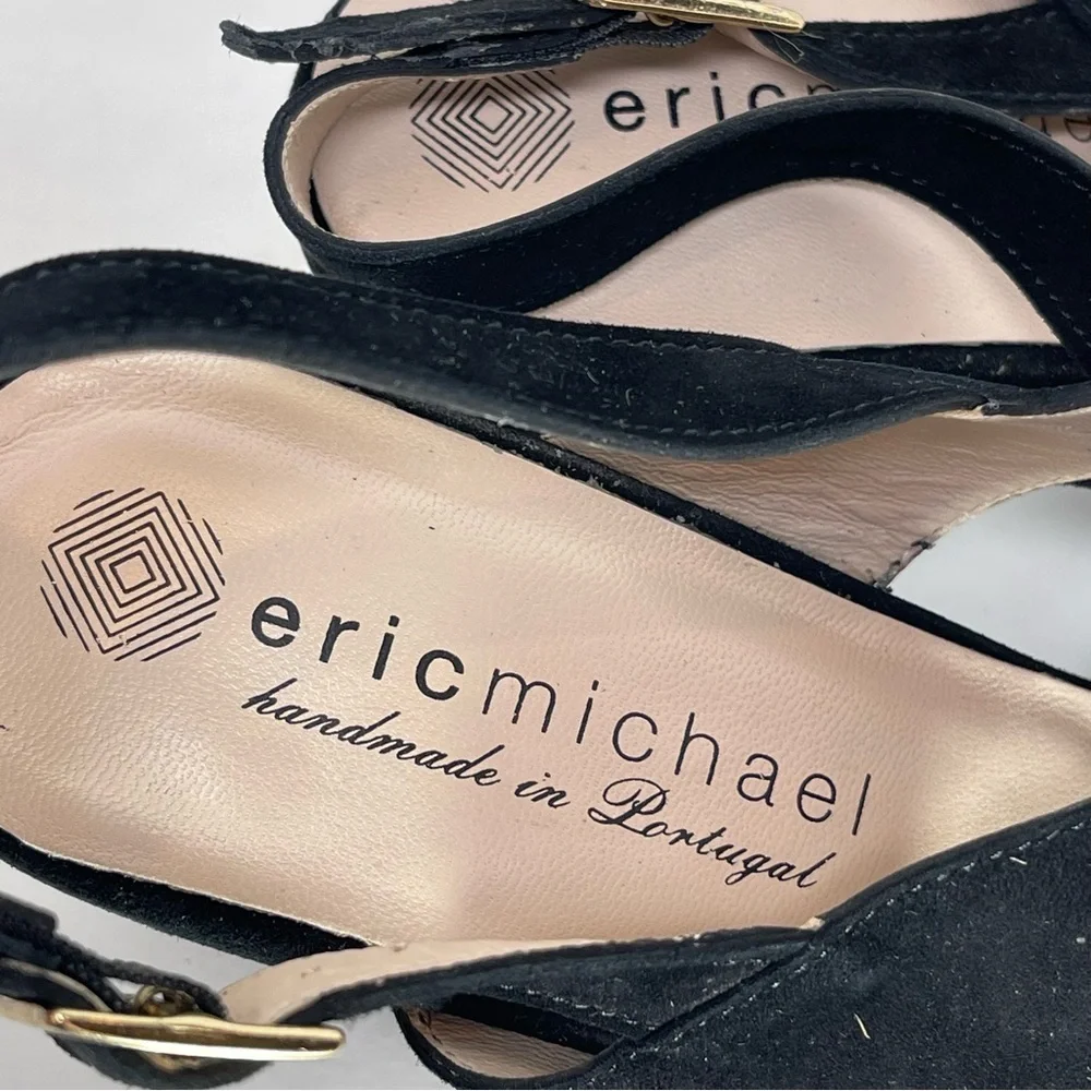 NWOT Eric Michael Women’s Portugal Lark Black Leather Heels Size‎ EU 42 (11-12)