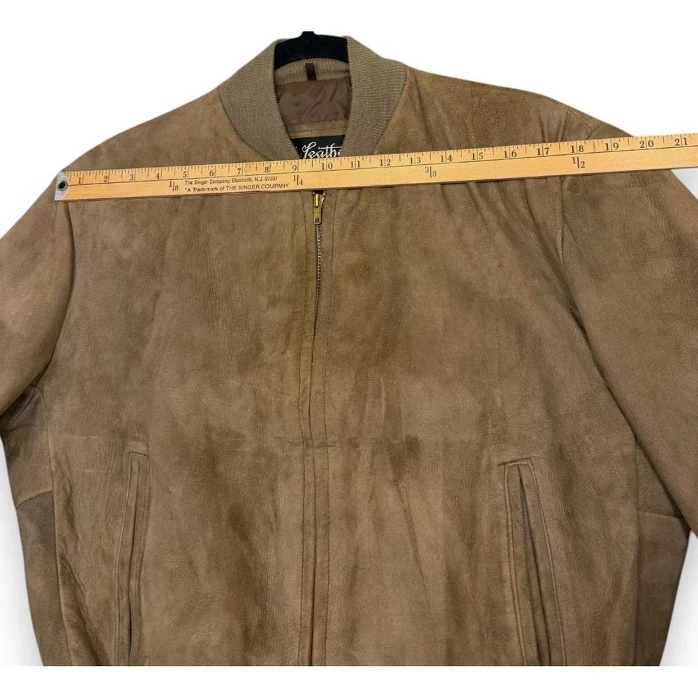 Sears Roebuck Bomber Jacket Mens 42 Tan The Leather Shop Suede Vintage 70s Talon