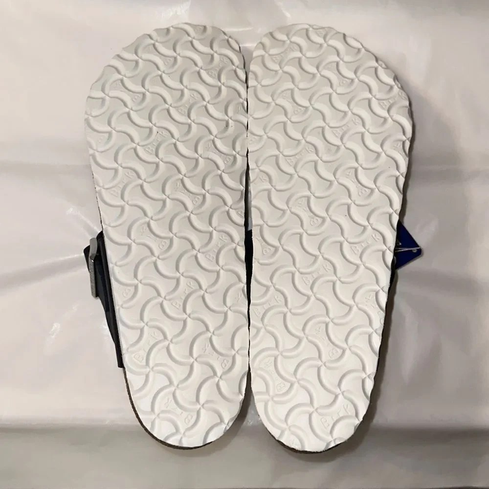 Birkenstock 11 Gizeh Nautical Stripes Navy White Thong Buckle Sandals