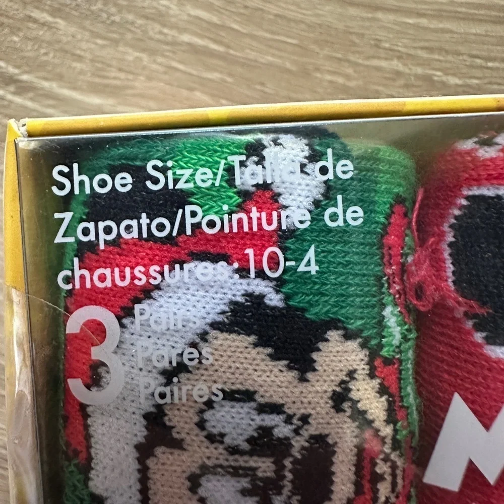NIB Kids Disney Mickey Christmas Socks 3 Pk Gift Set
