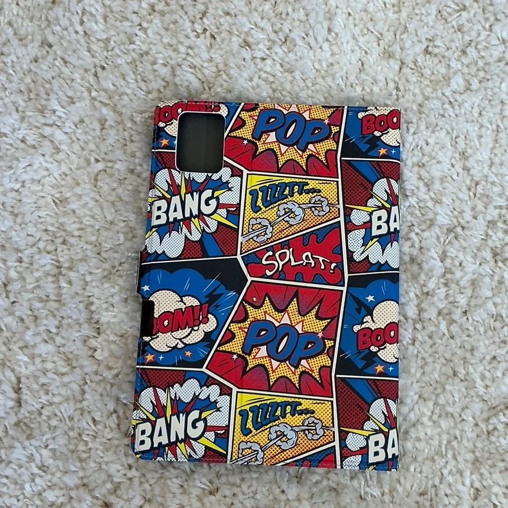 Comic Pop Art Tablet Cover with Bold Red, Blue, Yellow Graphics