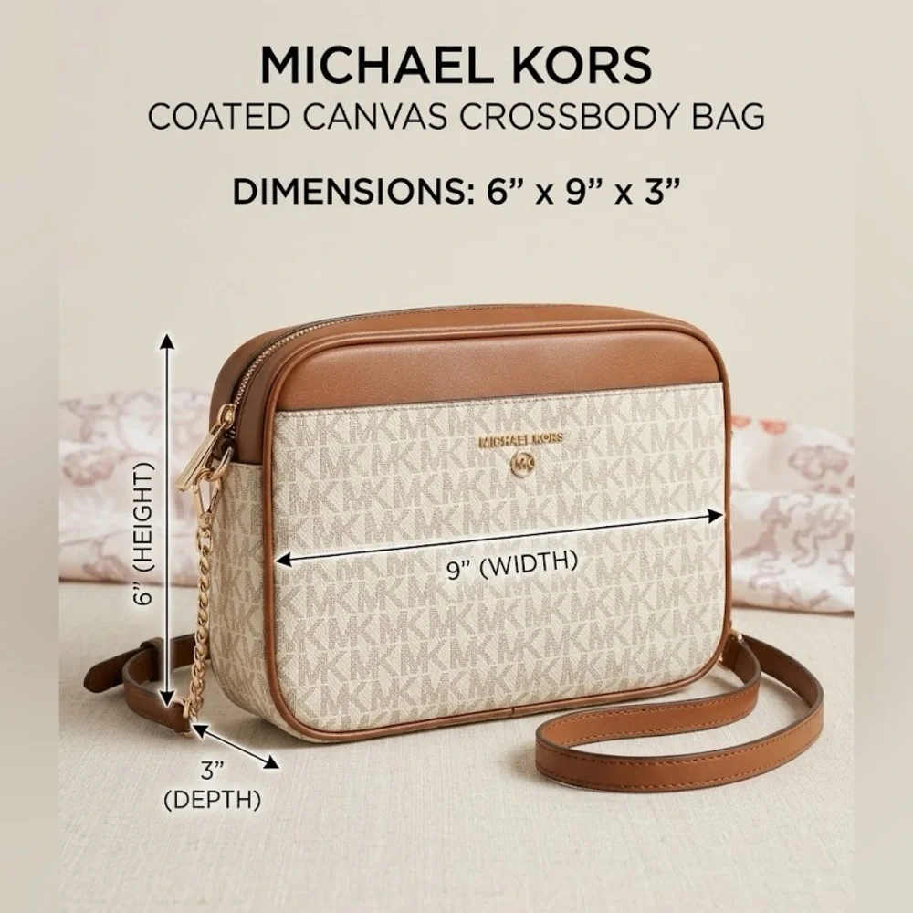 Michael Kors Jet Set East West Crossbody Vanilla/Tan Color EUC