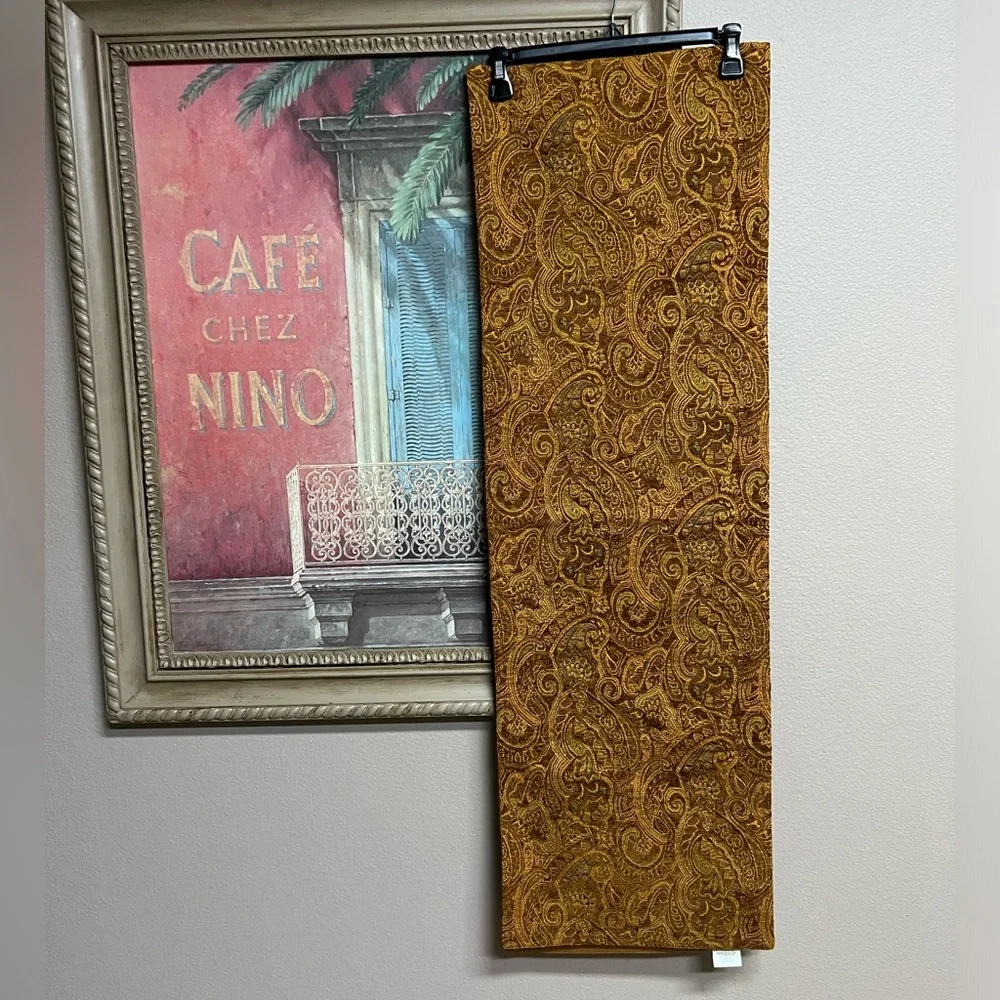 Crate&Barrel Gold Paisley Table Runner