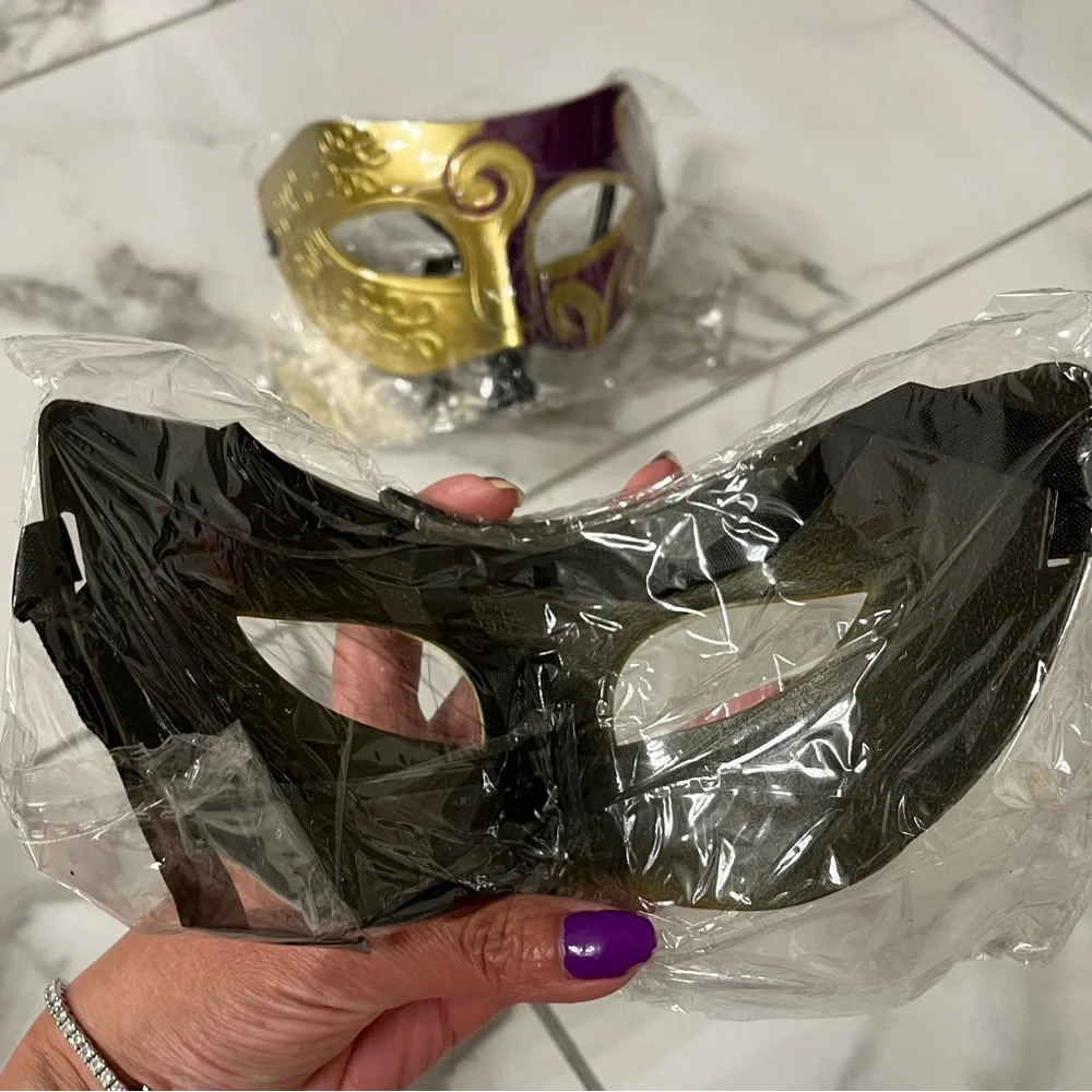 Gold and Purple Decorative Masquerade Masks - Set of 2