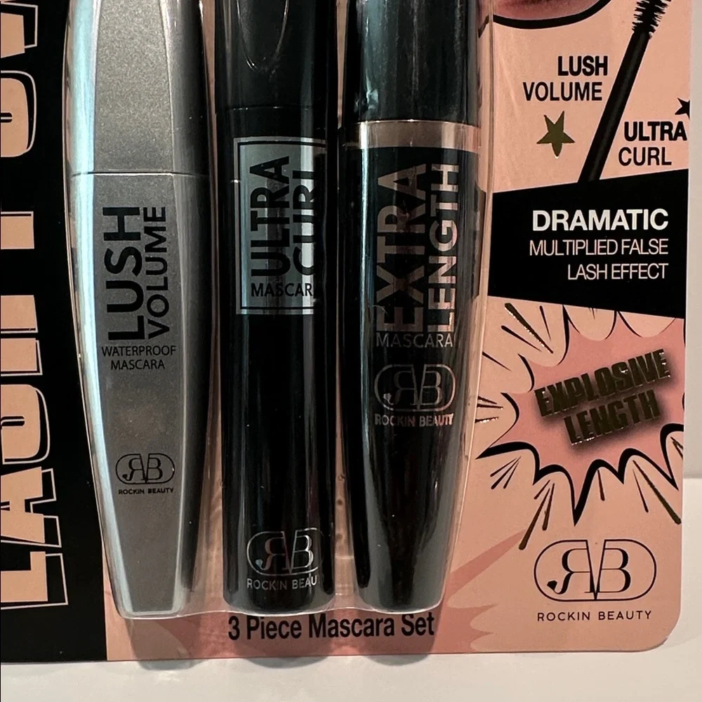 Rockin Beauty Lash Power Jet Black 3 Pc Mascara Set.