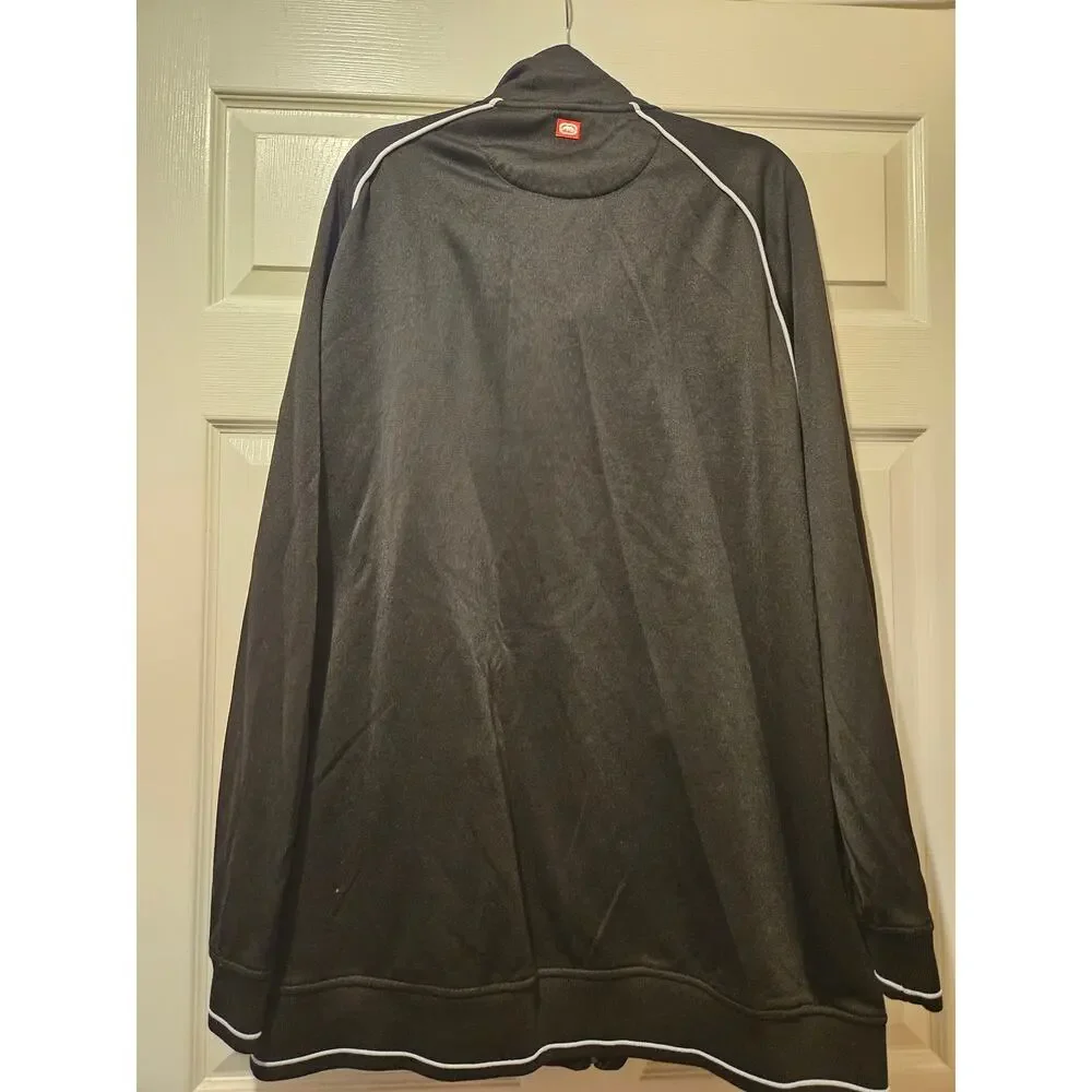 Ecko Unltd Track Jacket Y2K Black Logo Full Zip Streetwear 3XL