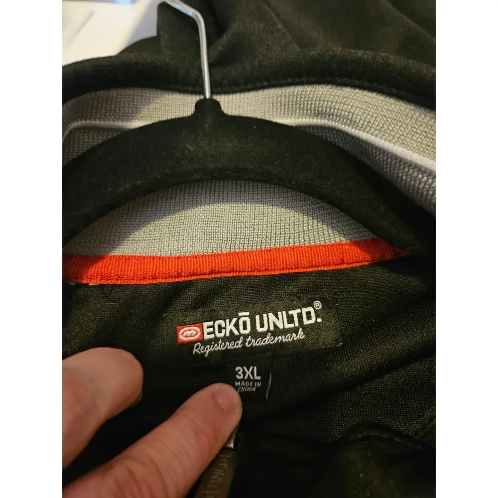 Ecko Unltd Track Jacket Y2K Black Logo Full Zip Streetwear 3XL
