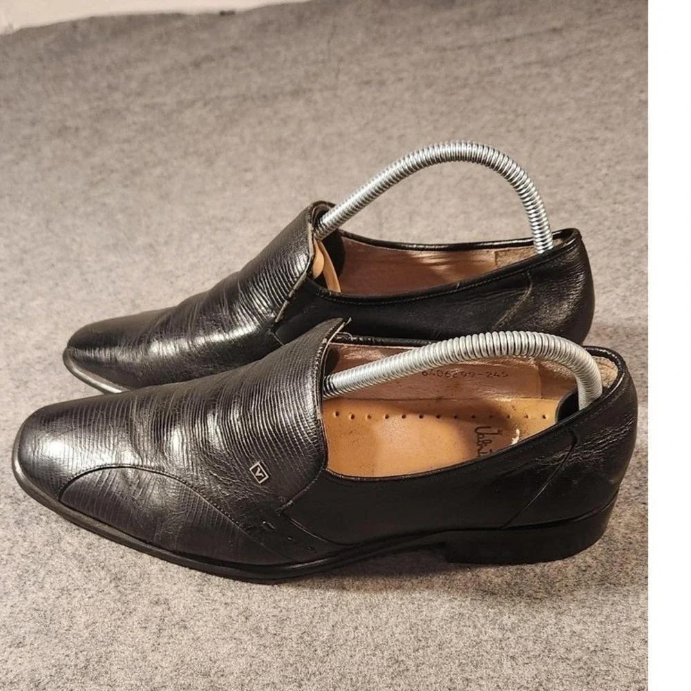 Valentino Rudy‎ Shoes Mens 6.5 Black Leather Slip On Dress Oxford 6406299-245
