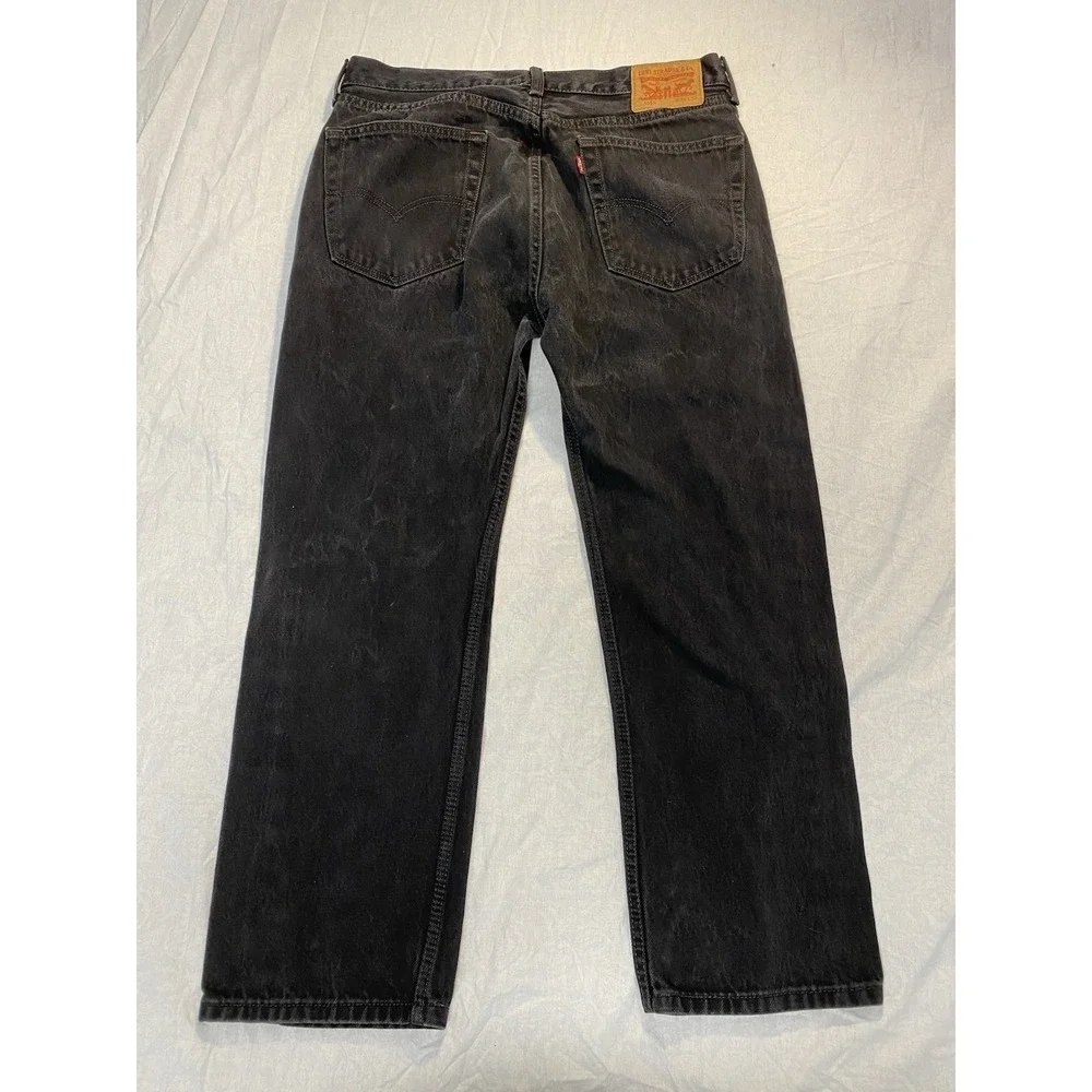 Levi's 505 Jeans Mens 36x30 Black Gray Straight Leg Denim Faded Wash