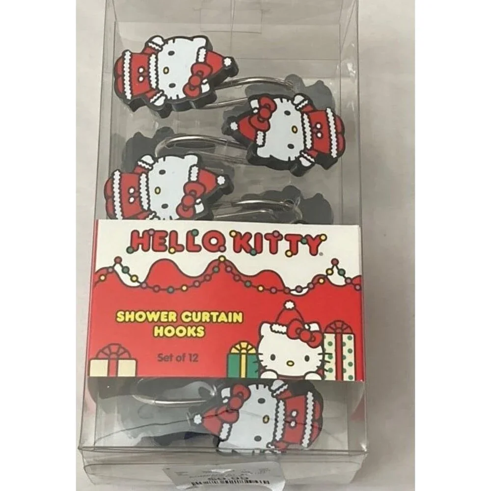 Hello kitty Christmas Shower Curtain and shower hooks set