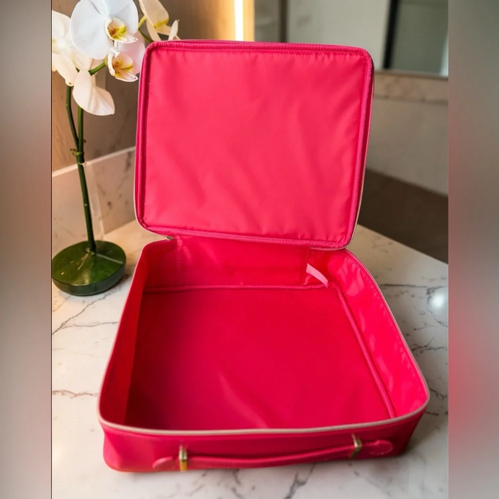 Lancôme Large Hot Pink Faux Leather Makeup / Travel Storage Bag
