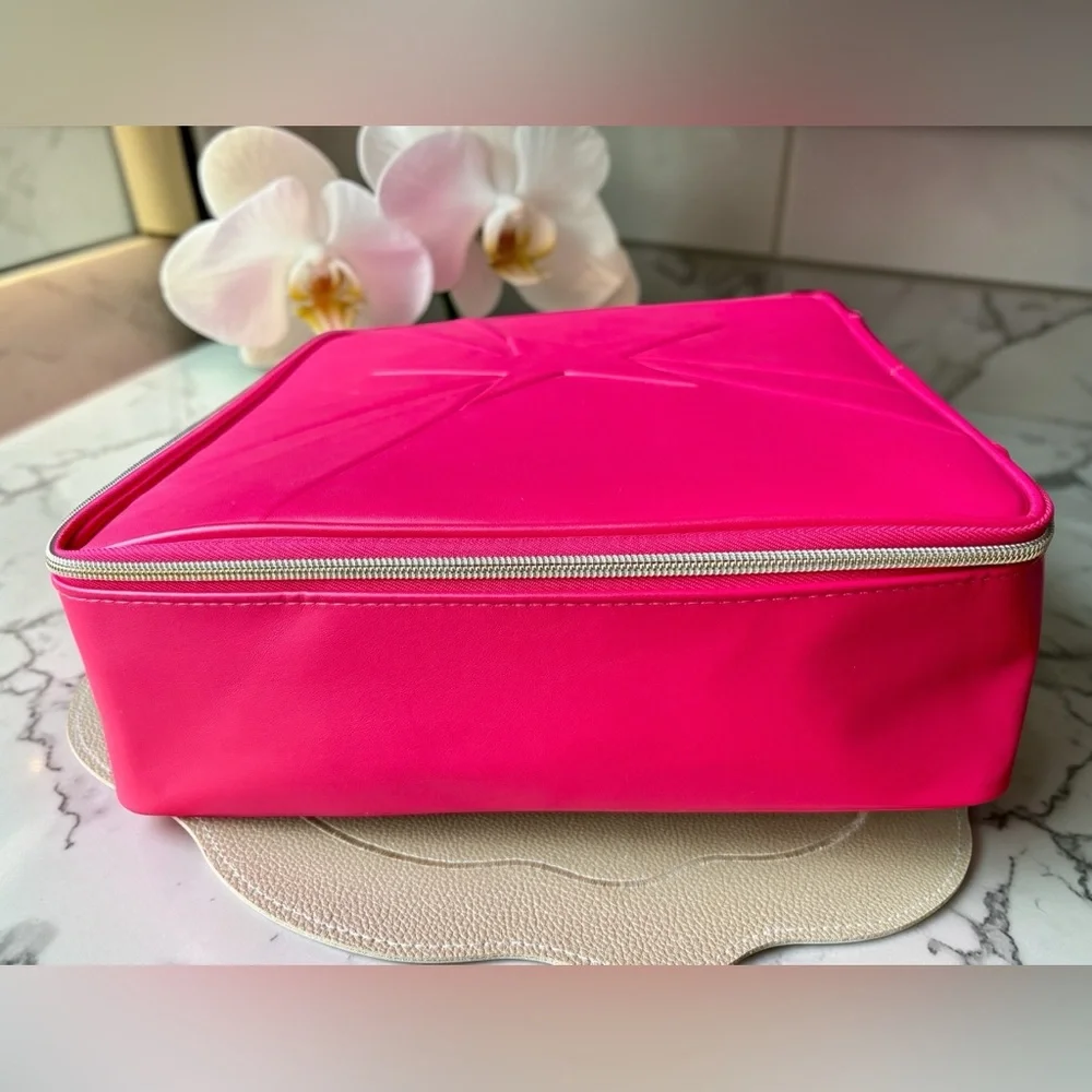 Lancôme Large Hot Pink Faux Leather Makeup / Travel Storage Bag