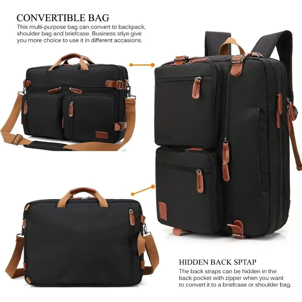Men's Black Multi functoinal Laptop bag18.8 Inch
