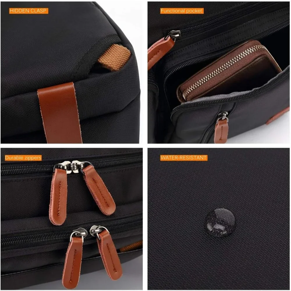 Men's Black Multi functoinal Laptop bag18.8 Inch