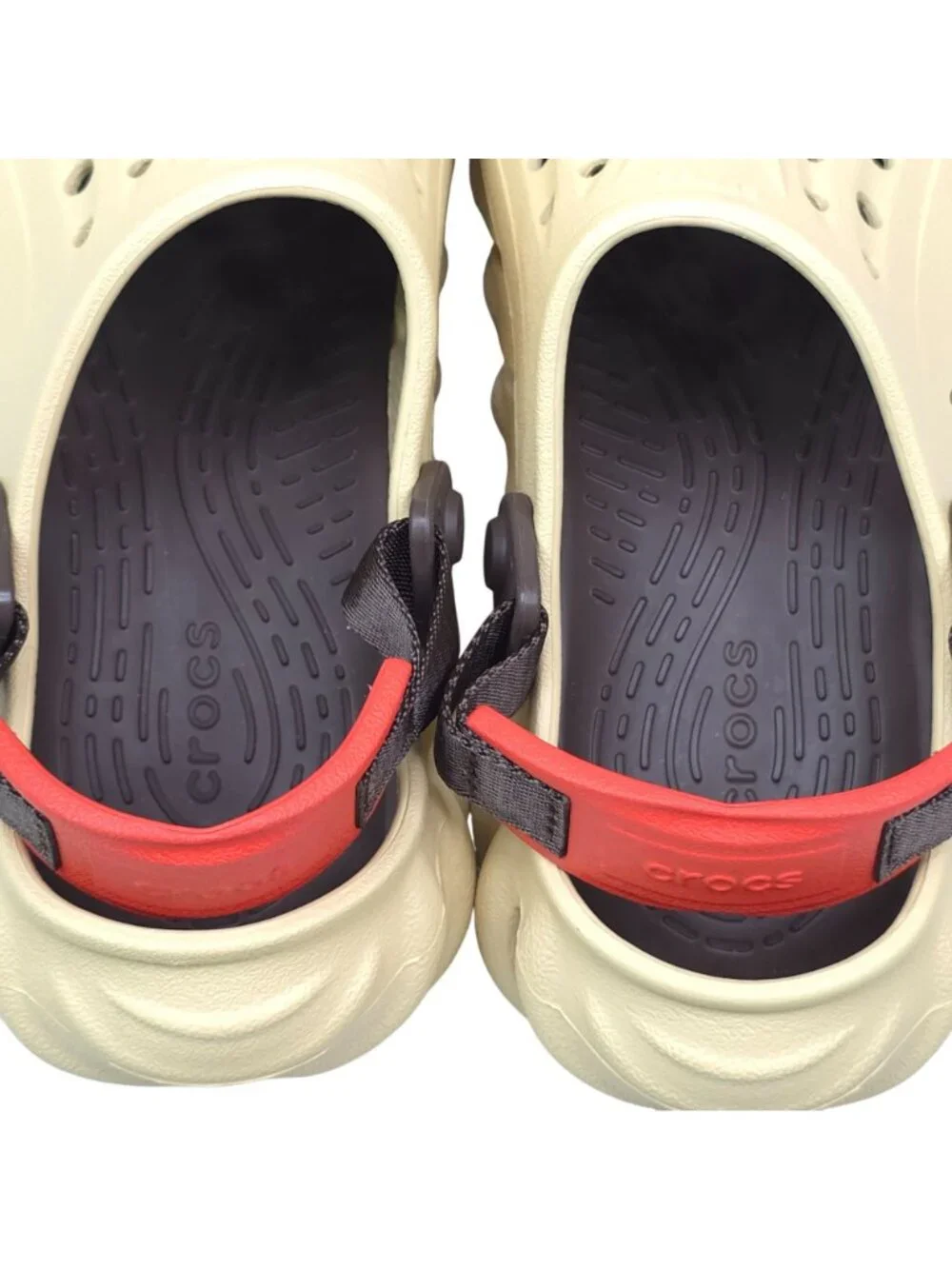 Crocs Echo Clog K Sandals With Adjustable Red Strap Rugged Outdoor Kids J5