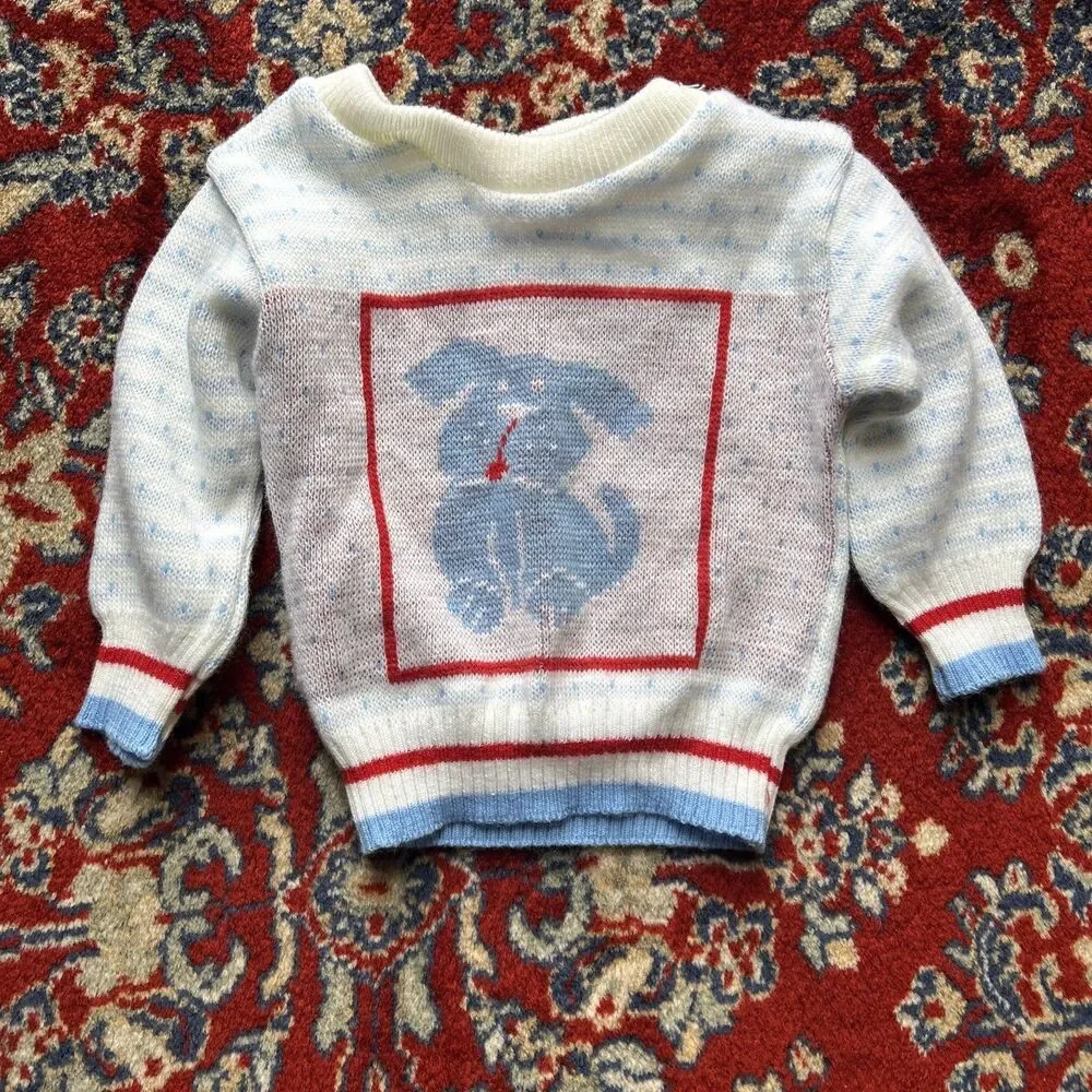 Vintage Pullover Sweater Puppy Dog Novelty Small 0-6 Months Cute Winnie The Pooh