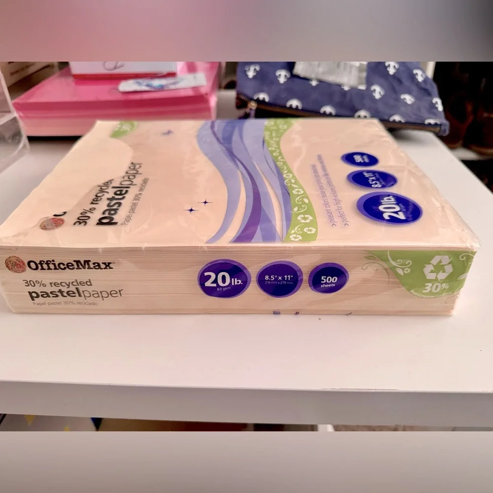 OFFICEMAX Ivory 20 lb. 8.5”x11” Recycled Pastel Paper Pack