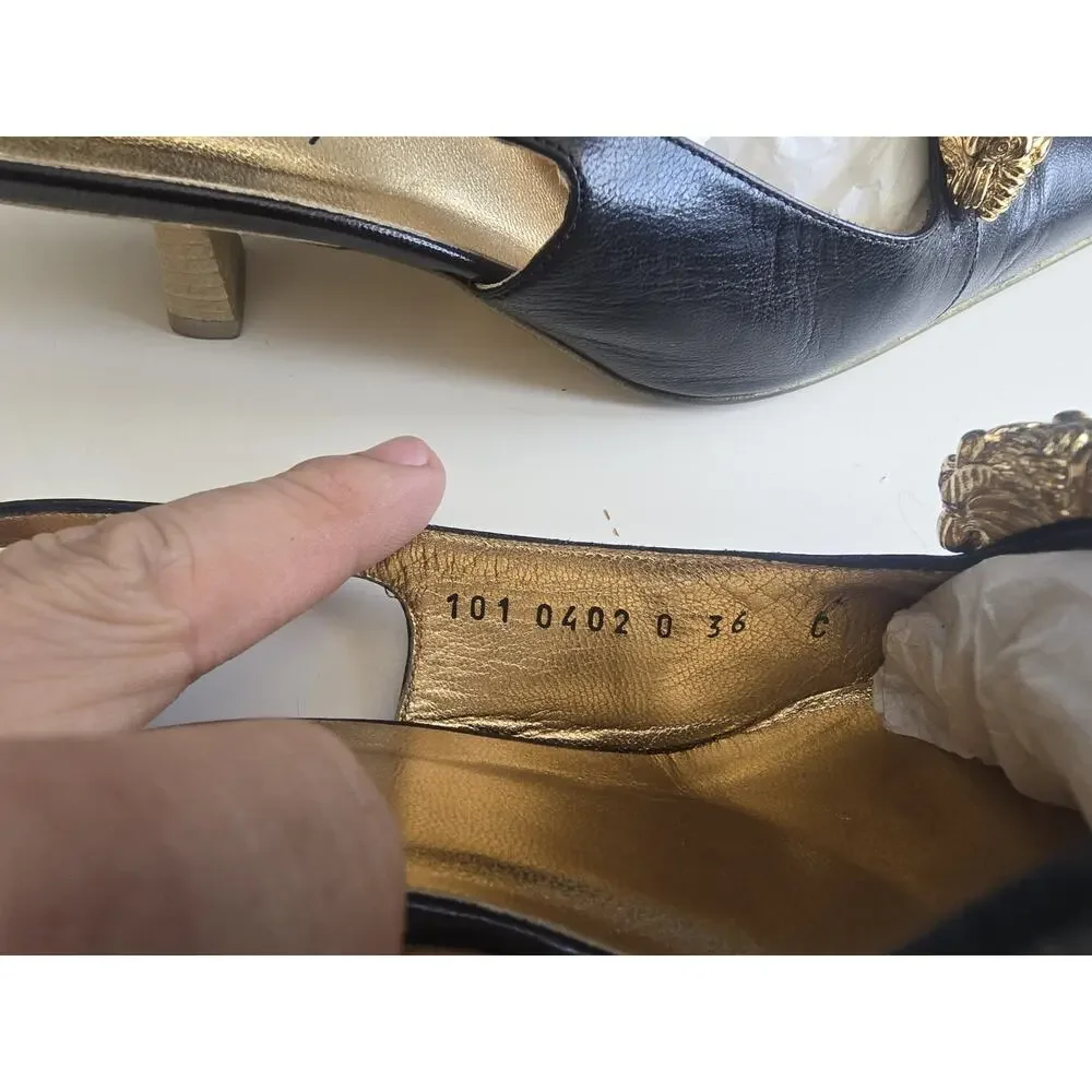 Vintage 2000s Tom Ford for Gucci Black and Good slingback Pumps sz 36 C
