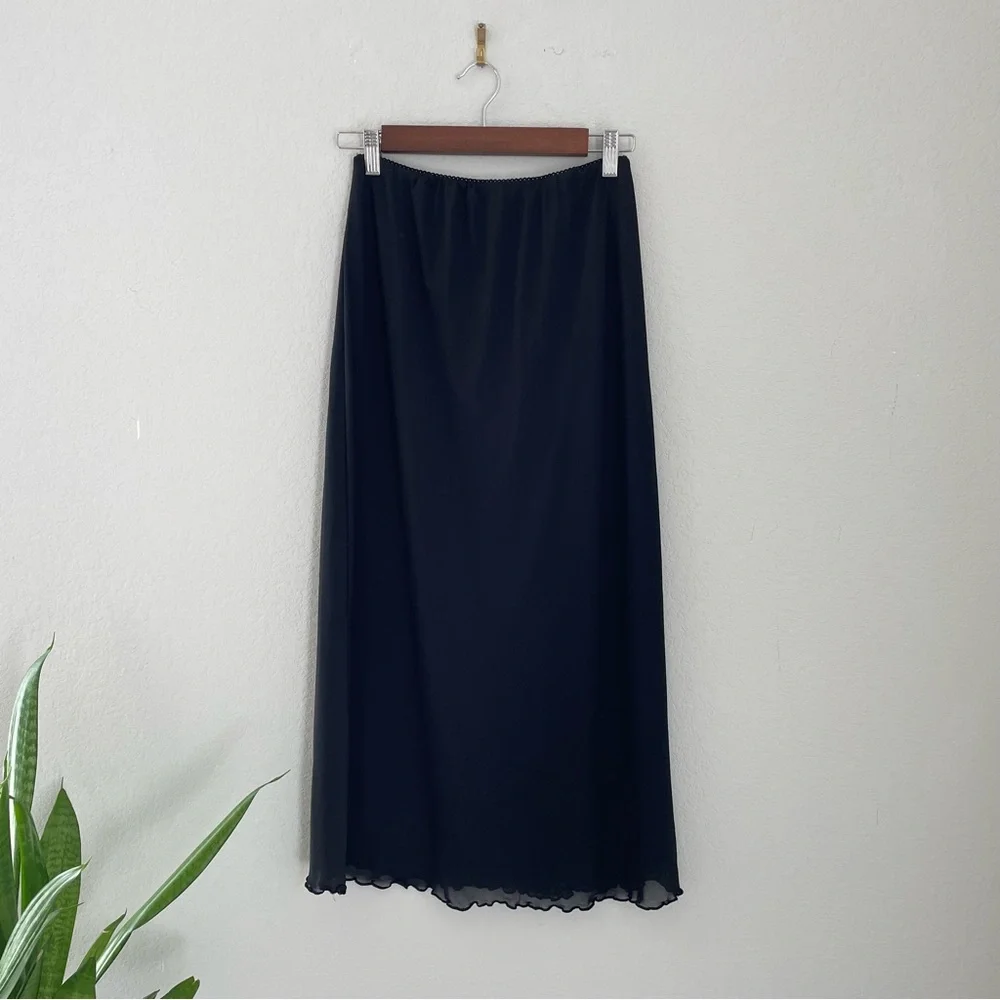 American Eagle Black Slip Skirt Mid Length Mesh Small