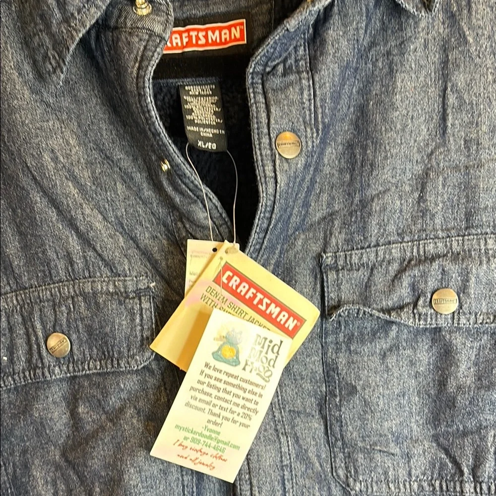 Craftsman Men's Blue Denim Jacket fleece lined XL 55” chest‎ 502 NWT