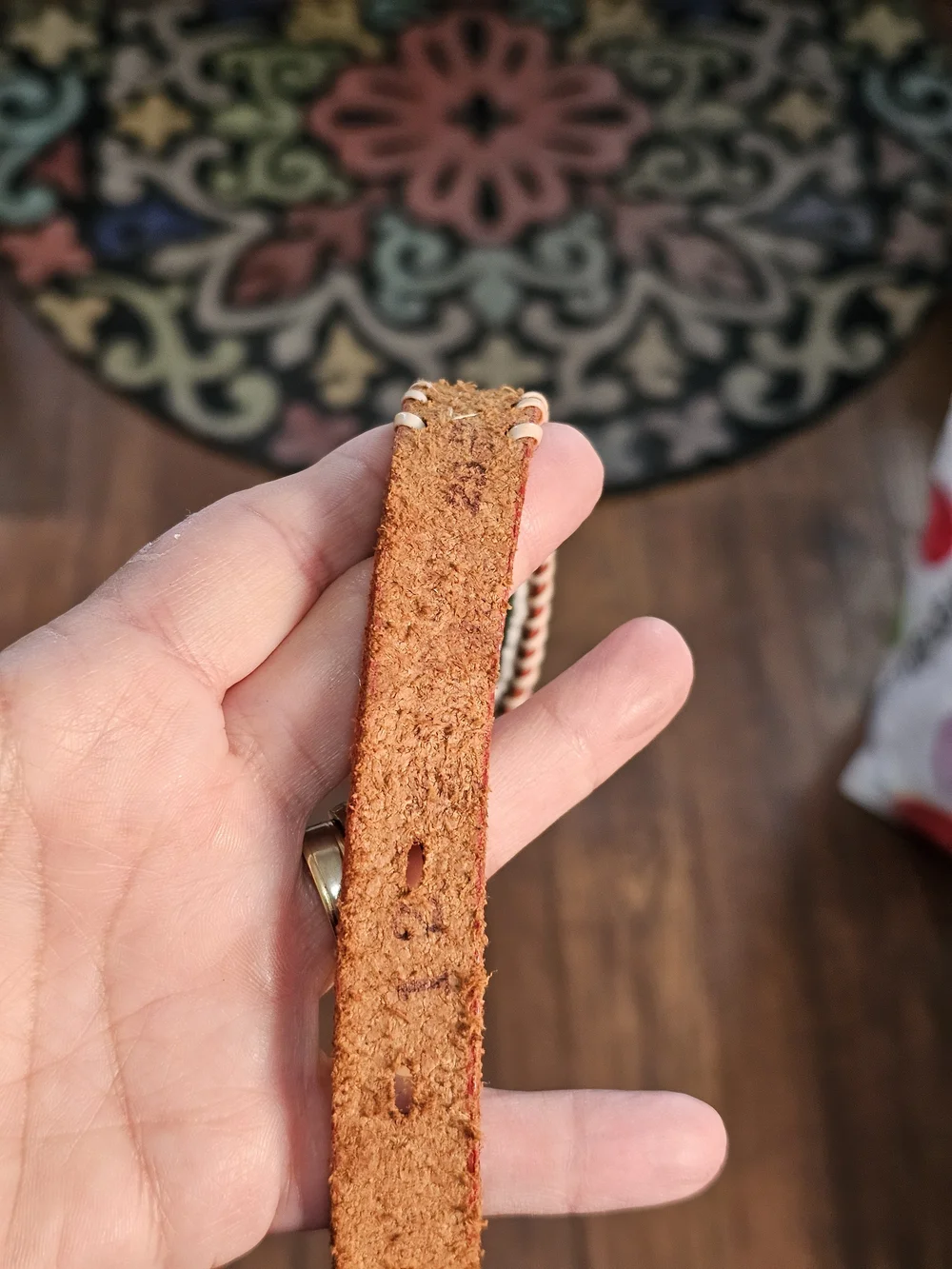 Vintage Southwestern Beaded Leather Belt - Size 24 - Kids/Youth Boho Western