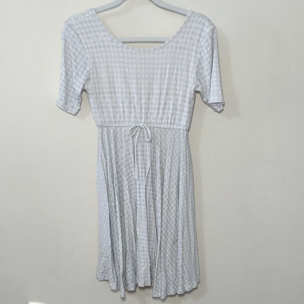 Omi Jo Well Dressed Wolf Gull Grey Gingham Empire Dress Viscose Girls Size 8