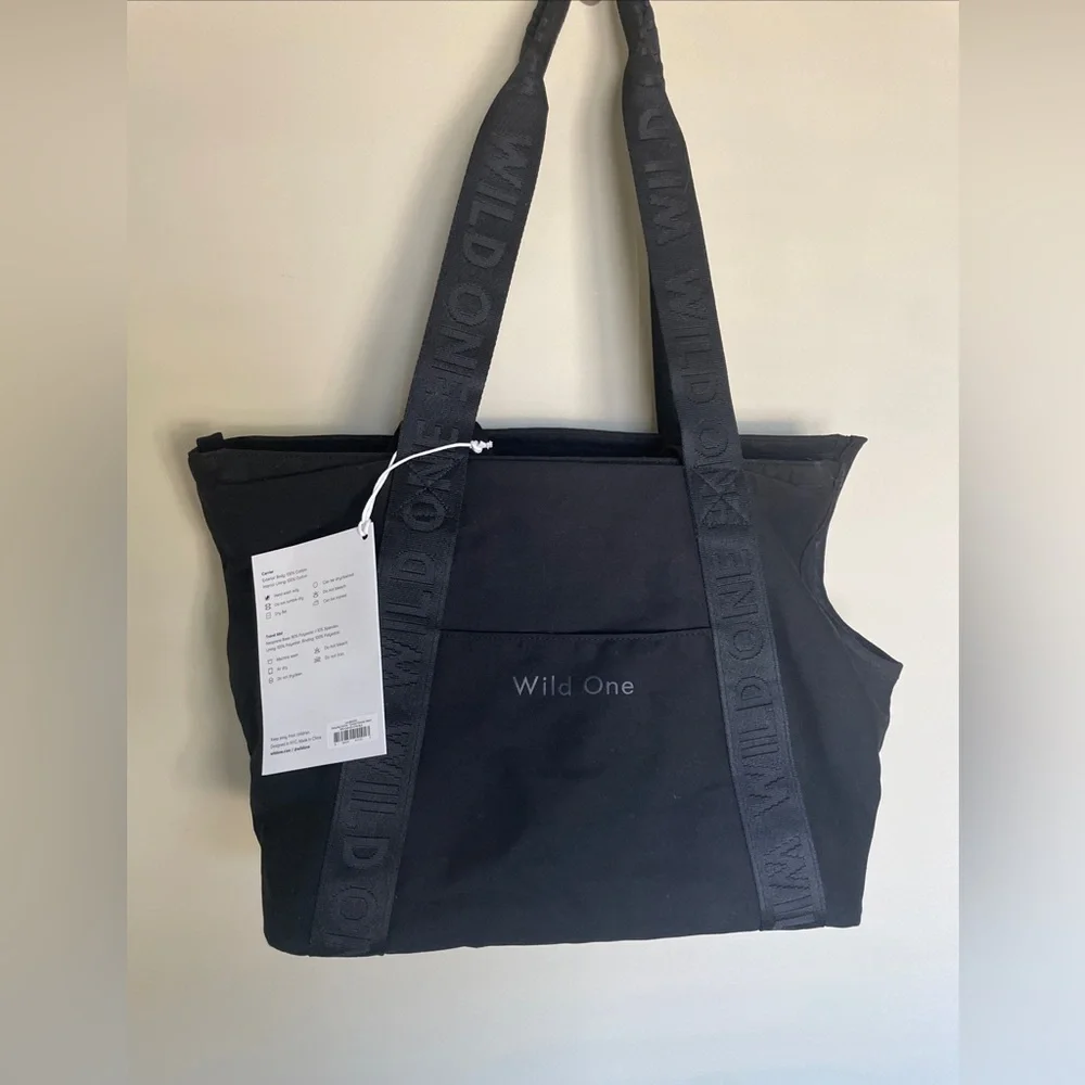 New Wild One Everyday Pet Carrier 100% COTTON Canvas Black Light Dog Carrier Bag