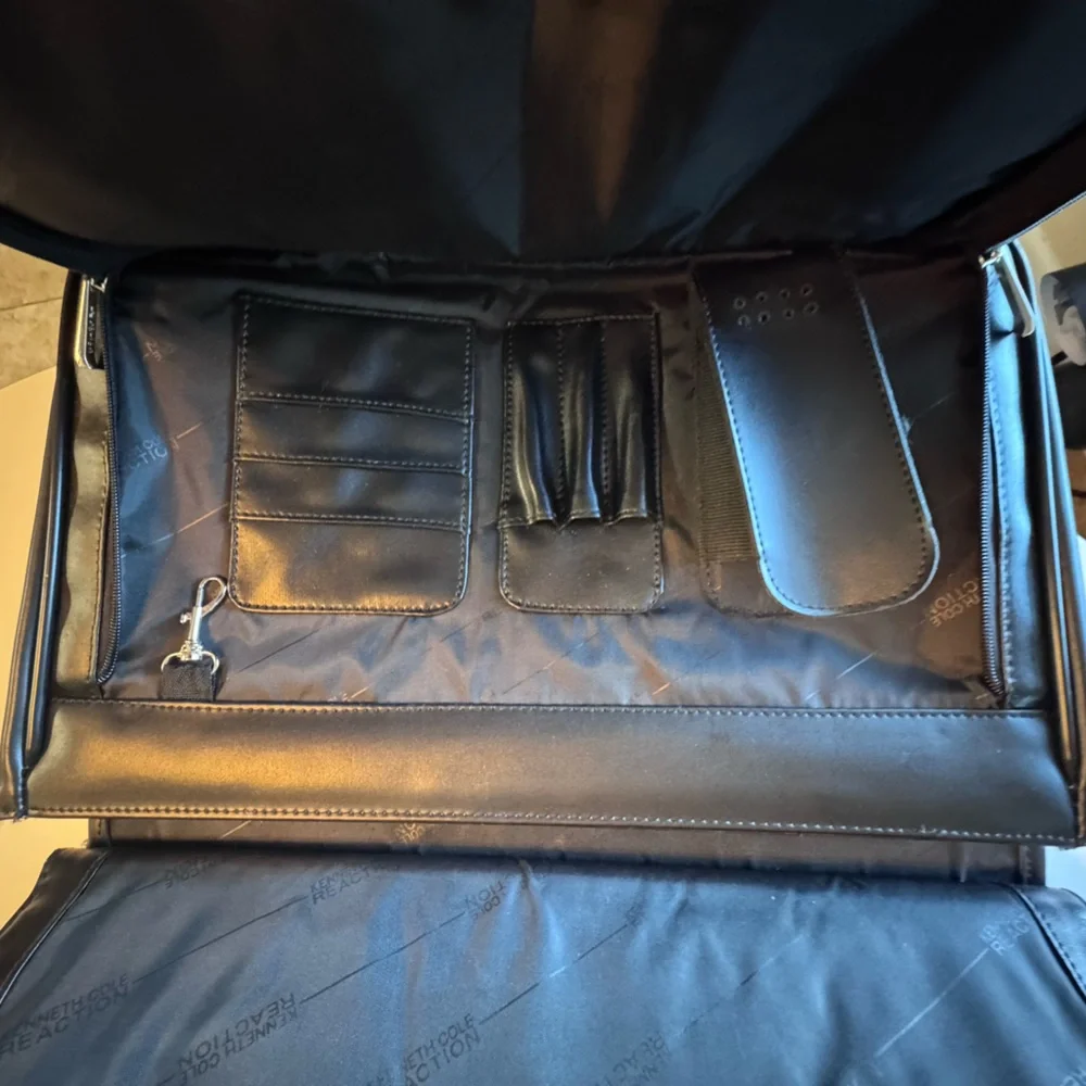 High End Kenneth Cole Reaction Men's Black Leather Briefcase Laptop Bag MINTY