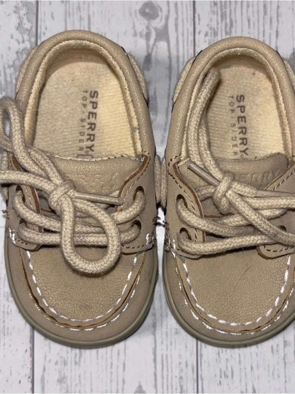 Sperry Top‑Sider Toddler Boat Shoes Tan Leather Size 1M