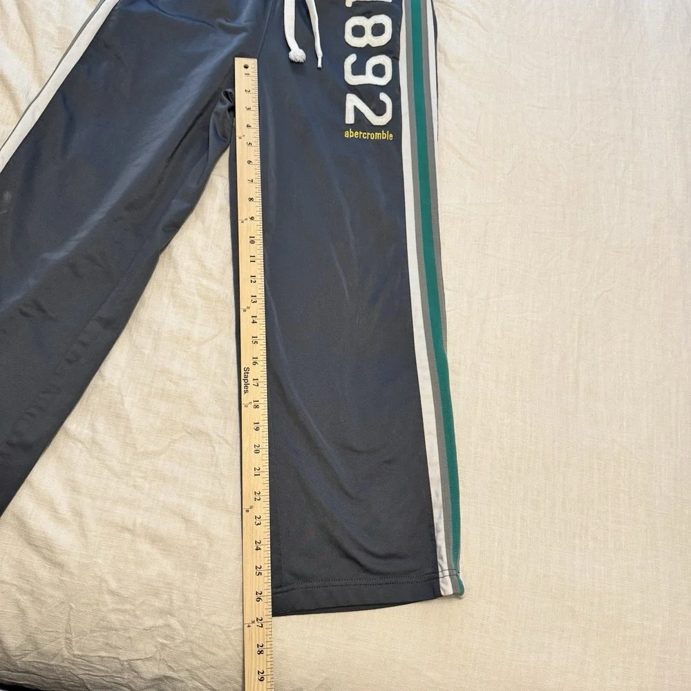 VTG Abercrombie‎ and Fitch Track Pants Boys Large Ankle Zip Y2K Baggy Spell Out