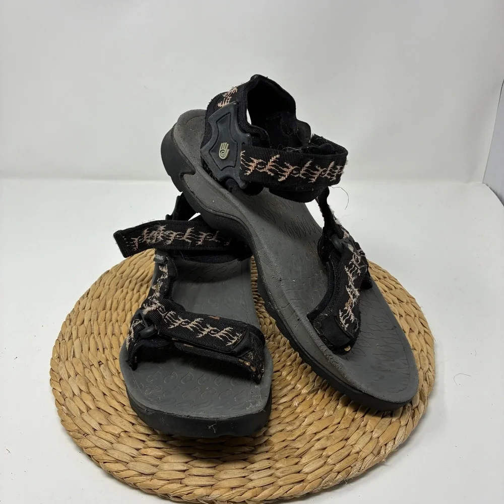 Teva 6677 Men's Hurricane Sport Sandals Size 10 Black Geometric Pattern Vintage