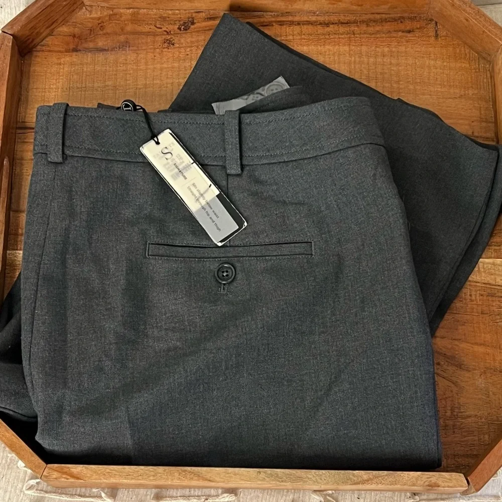 NWT Talbots Signature Wool Blend Gray Straight Leg Dress Pants Women's 16