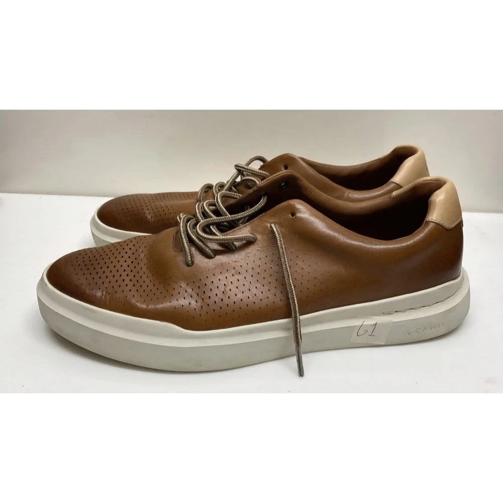 Cole Haan Mens SZ 10M Grandseries pro Rally Leather Sneakers British Tan Brown