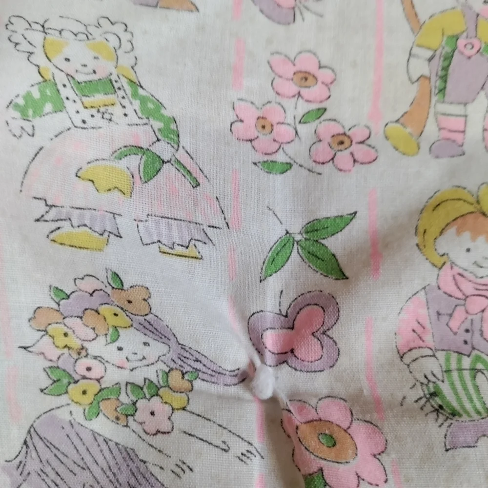 Vintage handmade child's quilt and matching pillow pink and print
