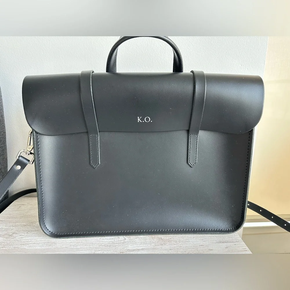 The Cambridge Satchel Company Black Leather Briefcase with Top Handle