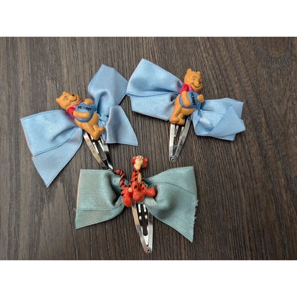 Vintage Disney Winnie The Pooh Tigger Hair Snap Clip Bow Barrettes
