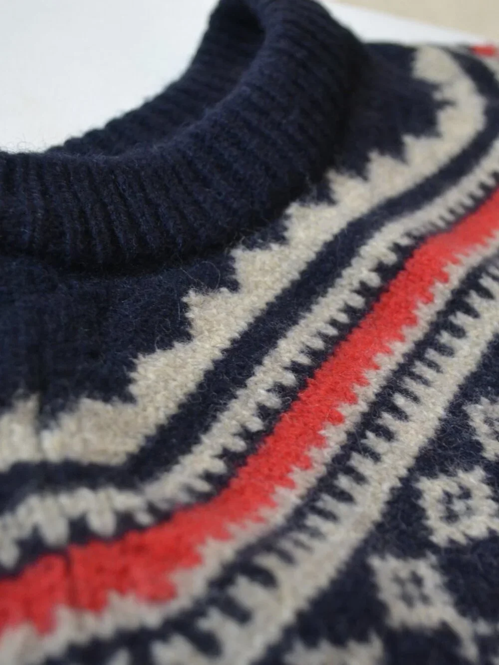 J.Crew Fair Isle Crew Neck Ski Sweater XS Navy Red Nordic Pattern Cozy