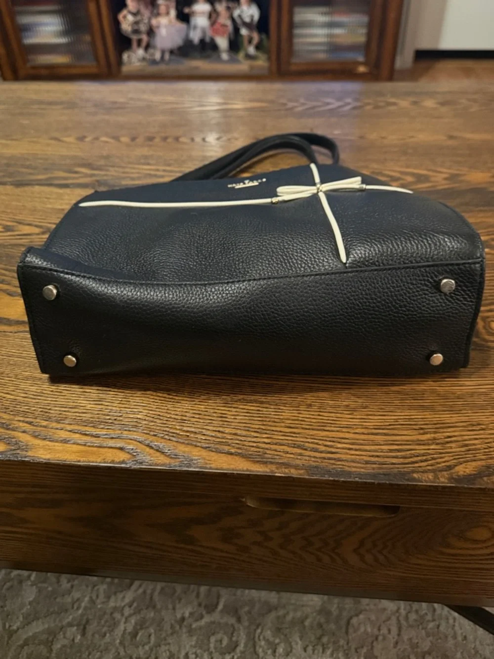 kate spade Black Tote with Cream Bow Accent