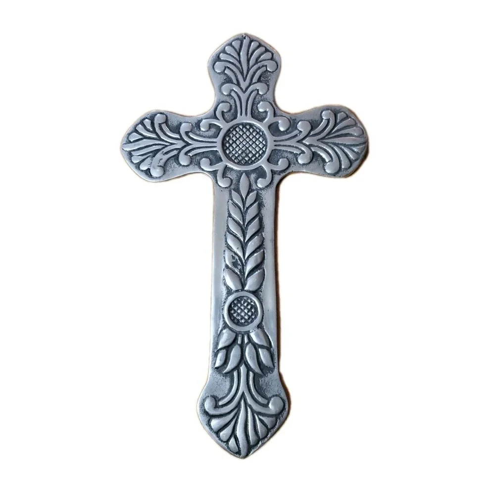Metal Wall Hanging Cross Crucifix Religious Ornate 17.5 in