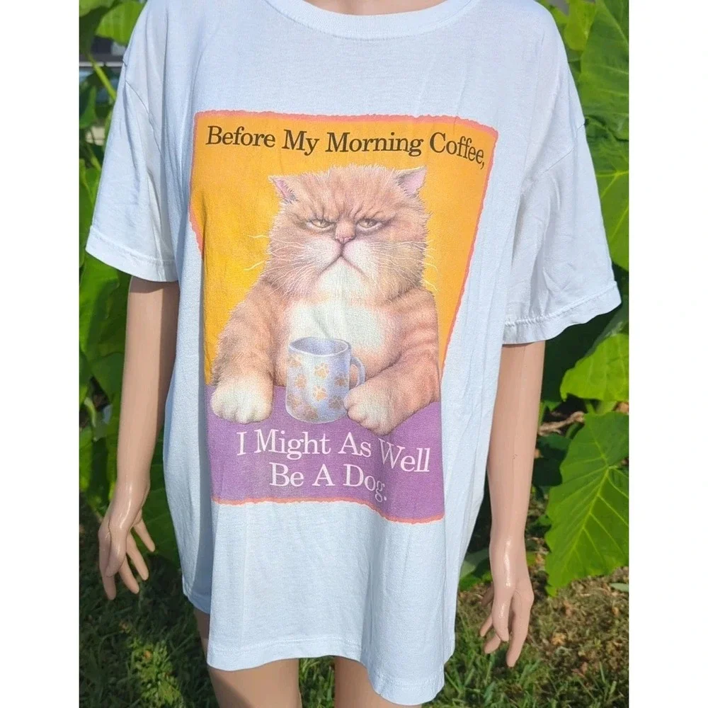 Funny Cat Shirt Before My Morning Coffee , I Might‎ As Well Be A Dog